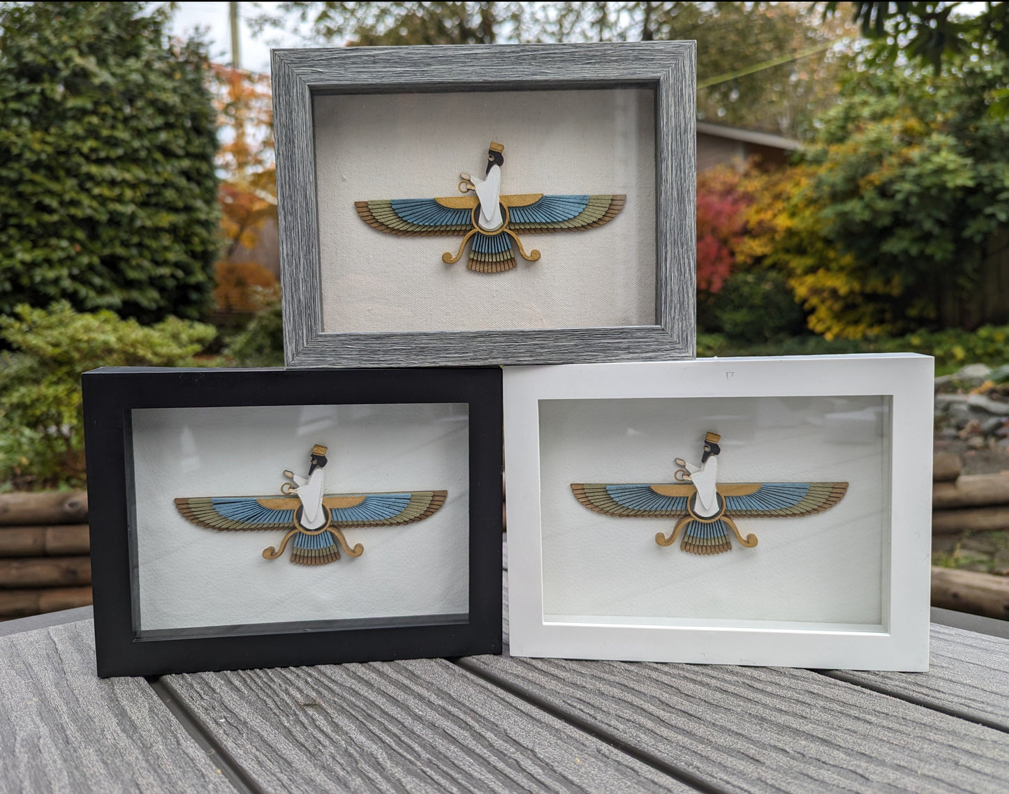 Faravahar shadow box (8" x 6") - Mixed metallics