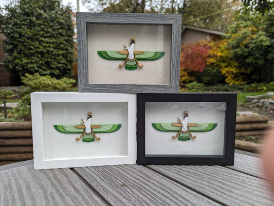 Faravahar in Shadow box (6" x 8") - Green