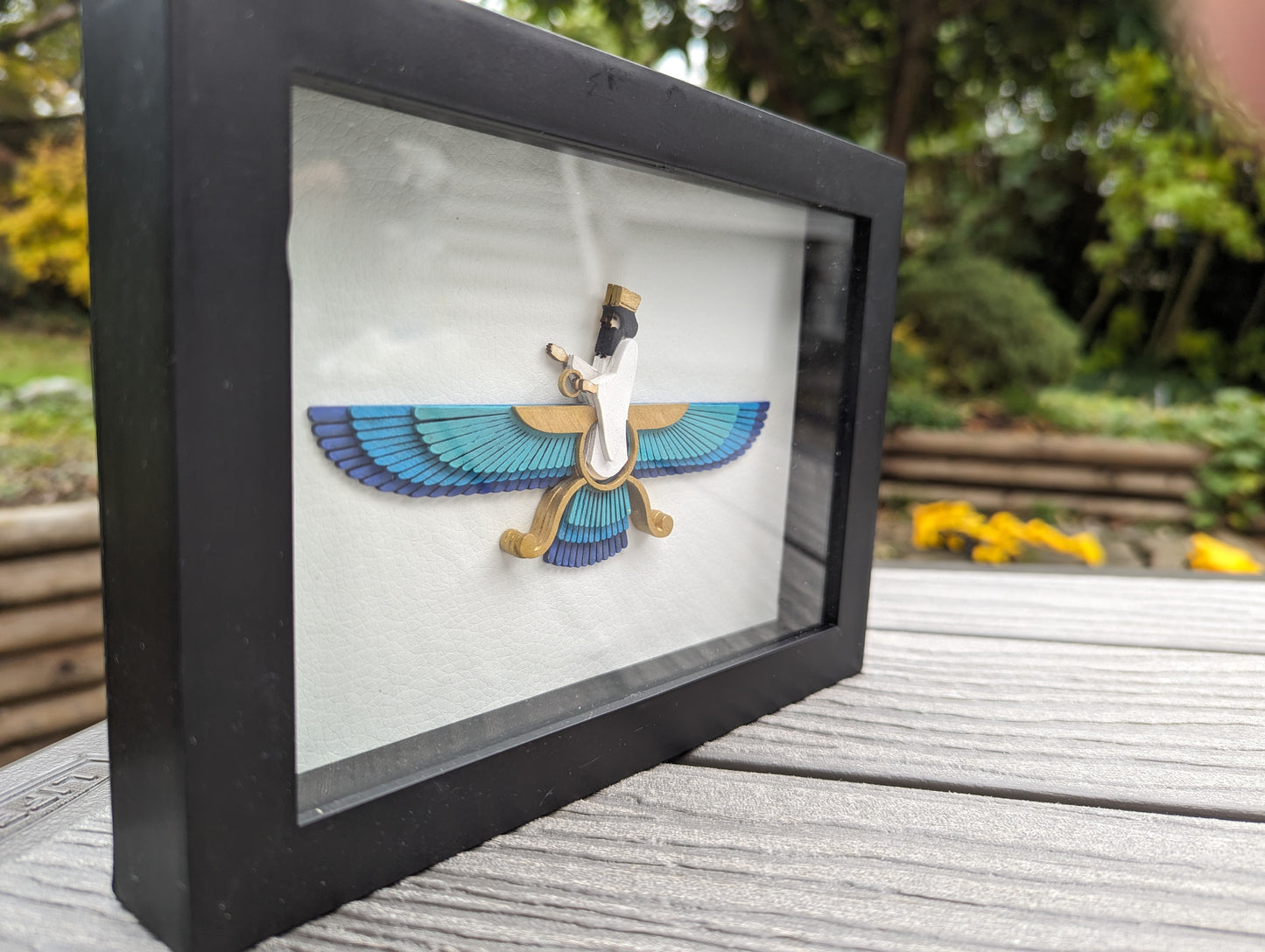 Faravahar in Shadow box (6" x 8") - Blue