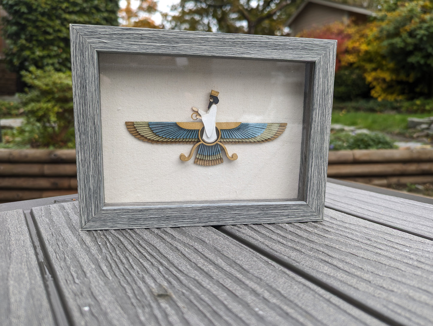 Faravahar shadow box (8" x 6") - Mixed metallics