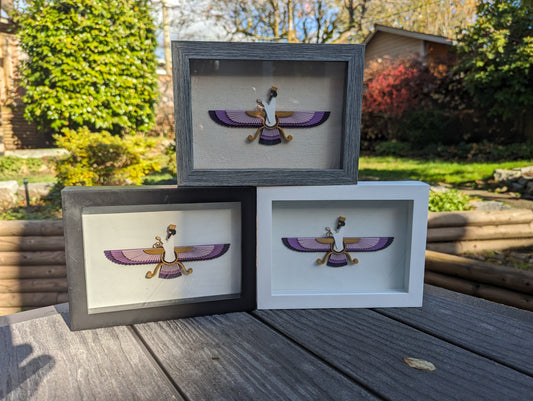 Faravahar in Shadow box (6" x 8") - Purple